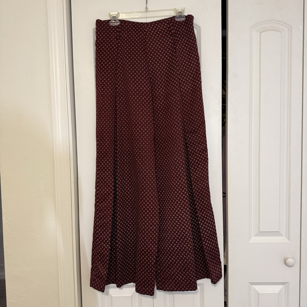 Anthropologie Ranna Gill-tWide Leg Pants-Multicolor- Burgundy-Size M